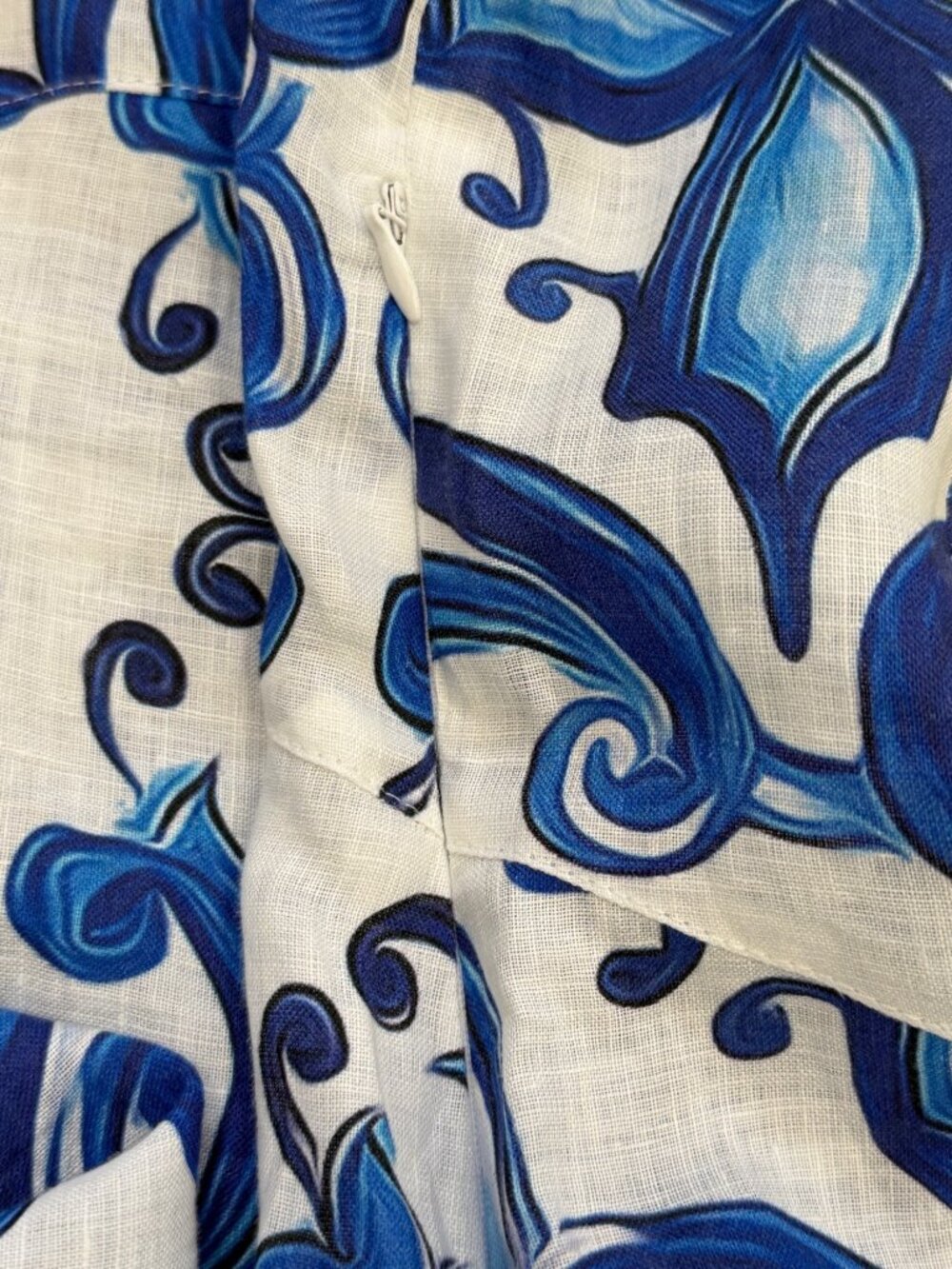 Calamassi Italy Womens Size M Dress Linen Blue White Sleeveless Cowl Neck NEW - Picture 8 of 8